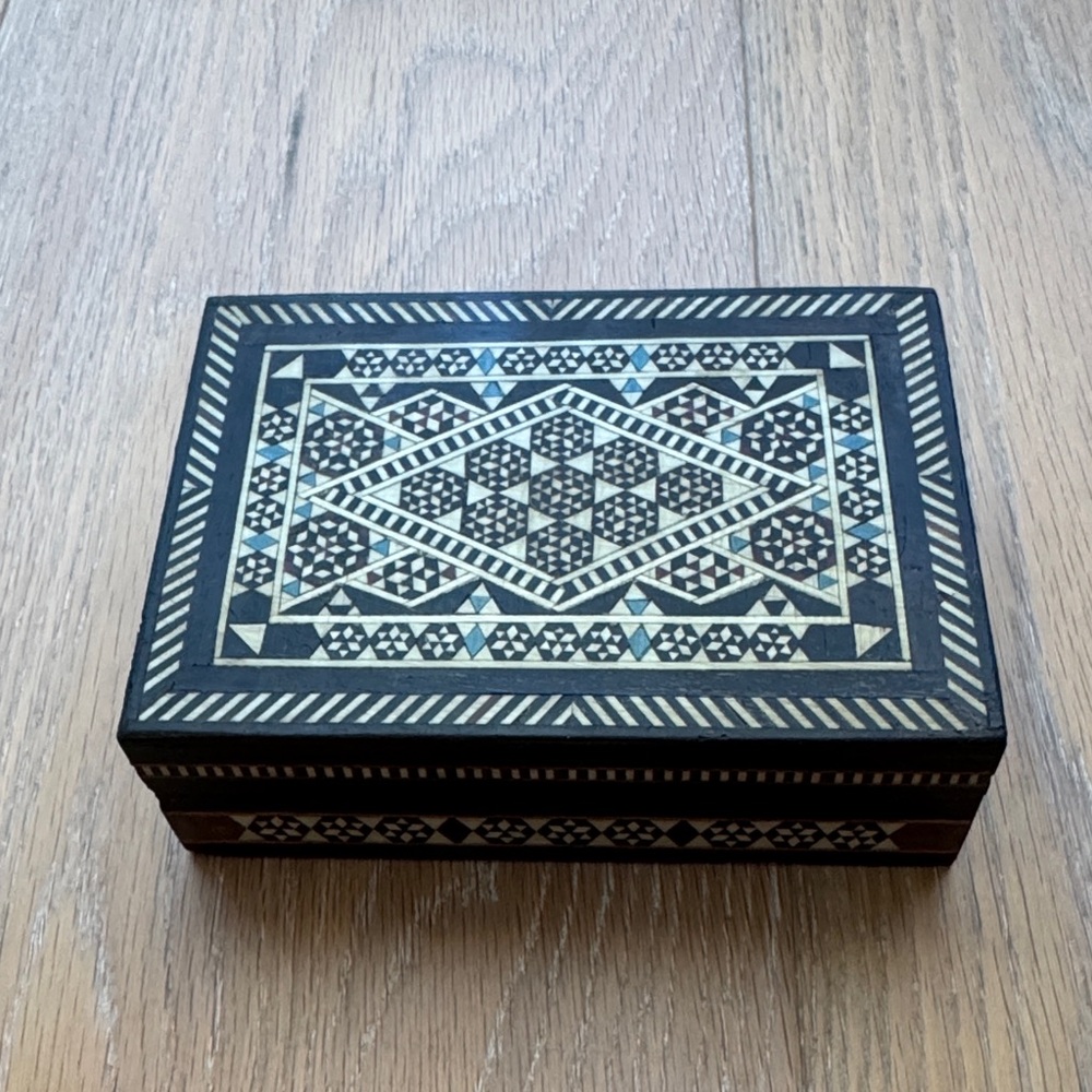 Vintage Rectangle Wood Mosaic inlay Box
